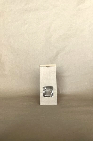 1/2lb Window Kraft Tin Tie Bag PLA Lined 3.38" x 2.5" x 7.75" 500cs ASTMD6400 - Disposable Take Away Food Packaging - Canadian Distribution
