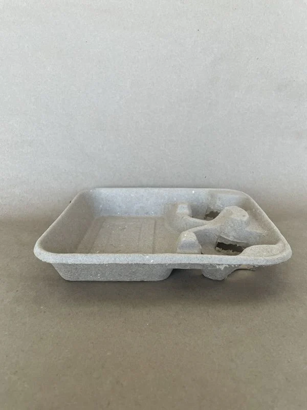10"x 9" Pulp 2 Cup / Food Tray 300cs - Disposable Take Away Food Packaging - Canadian Distribution