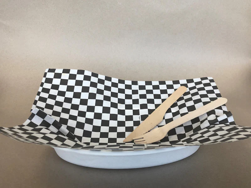 12" x 12" Checkered Grease Proof Deli/Basket Liner - Red/Blue/Black - 2000cs - Disposable Take Away Food Packaging - Canadian Distribution - Image 4