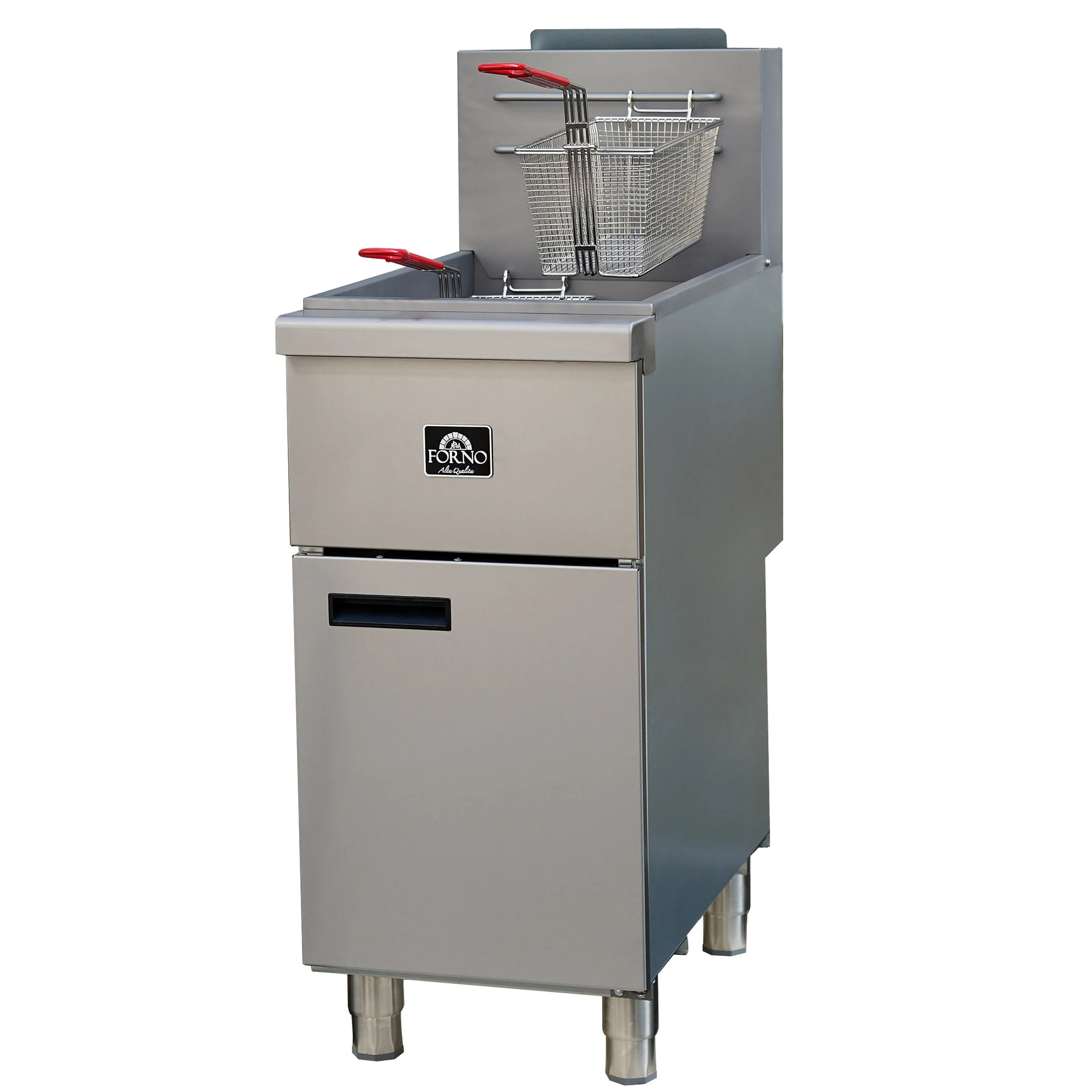15.5 in 50 lb Stainless Steel Natural Gas Commercial Deep Fryer - Twin Baskets - Forno - Restaurant Equipment and Smallwares - Canadian Distribution