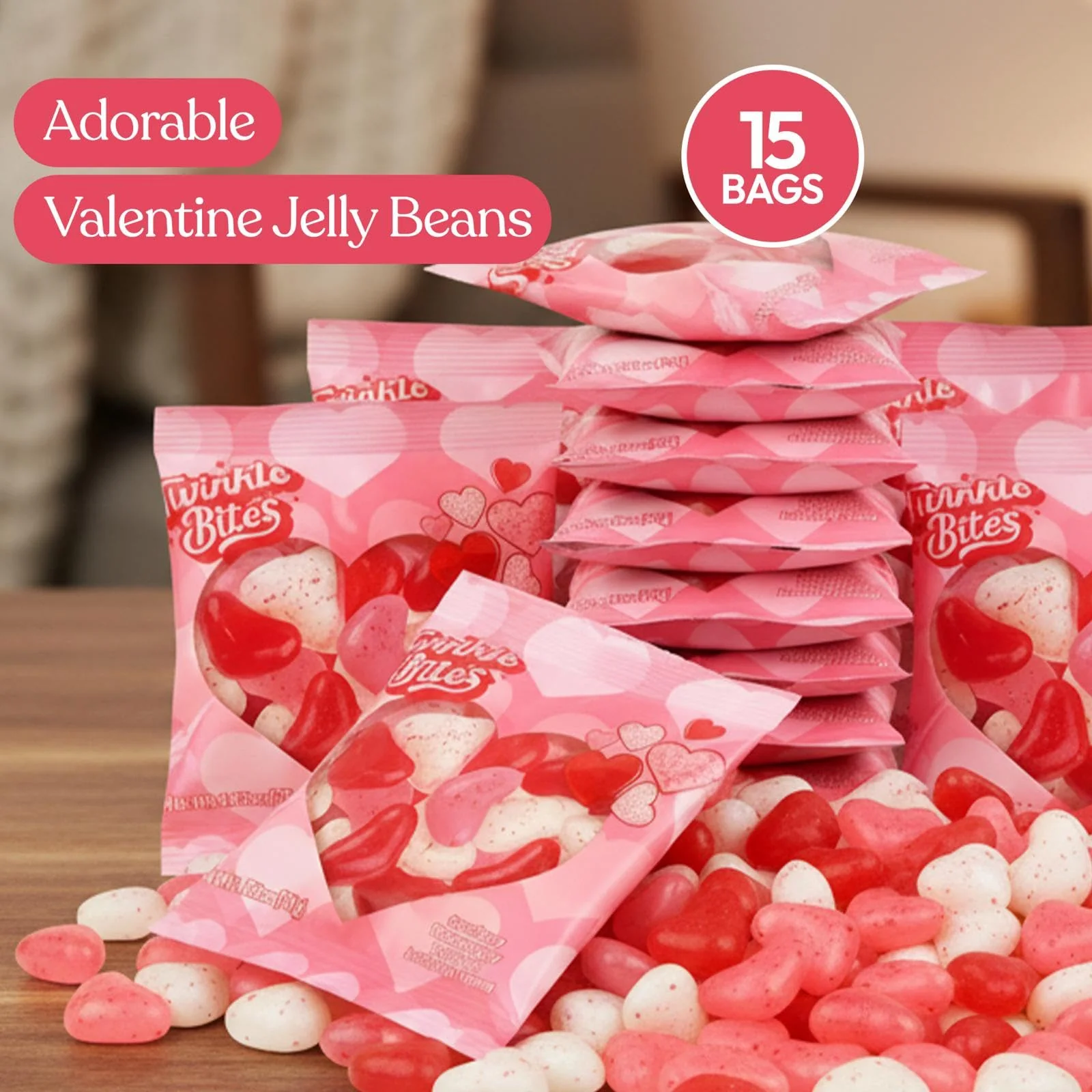 15 Pack Valentines Day Jelly Beans – Bulk Heart Shapead Candy – Strawberry, Tutti Frutti, Raspberry Delicious Flavors – Valentine Love Candie's - Image 4