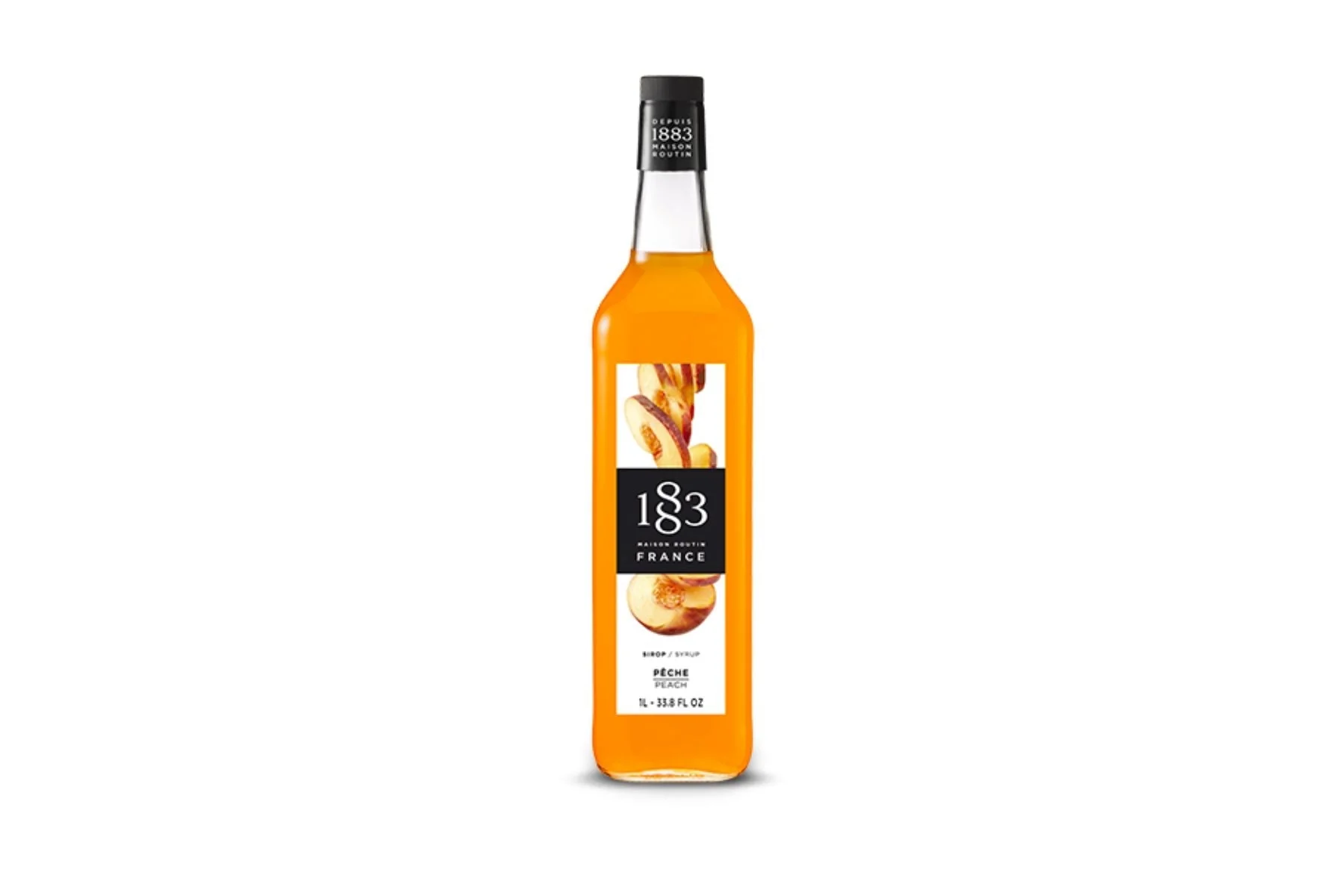 1883 Maison Routin Premium Syrup - 6 x 1L Pet-Plastic Bottles  - Peach - Ships Free Within Canada on Orders Above CAD $199
