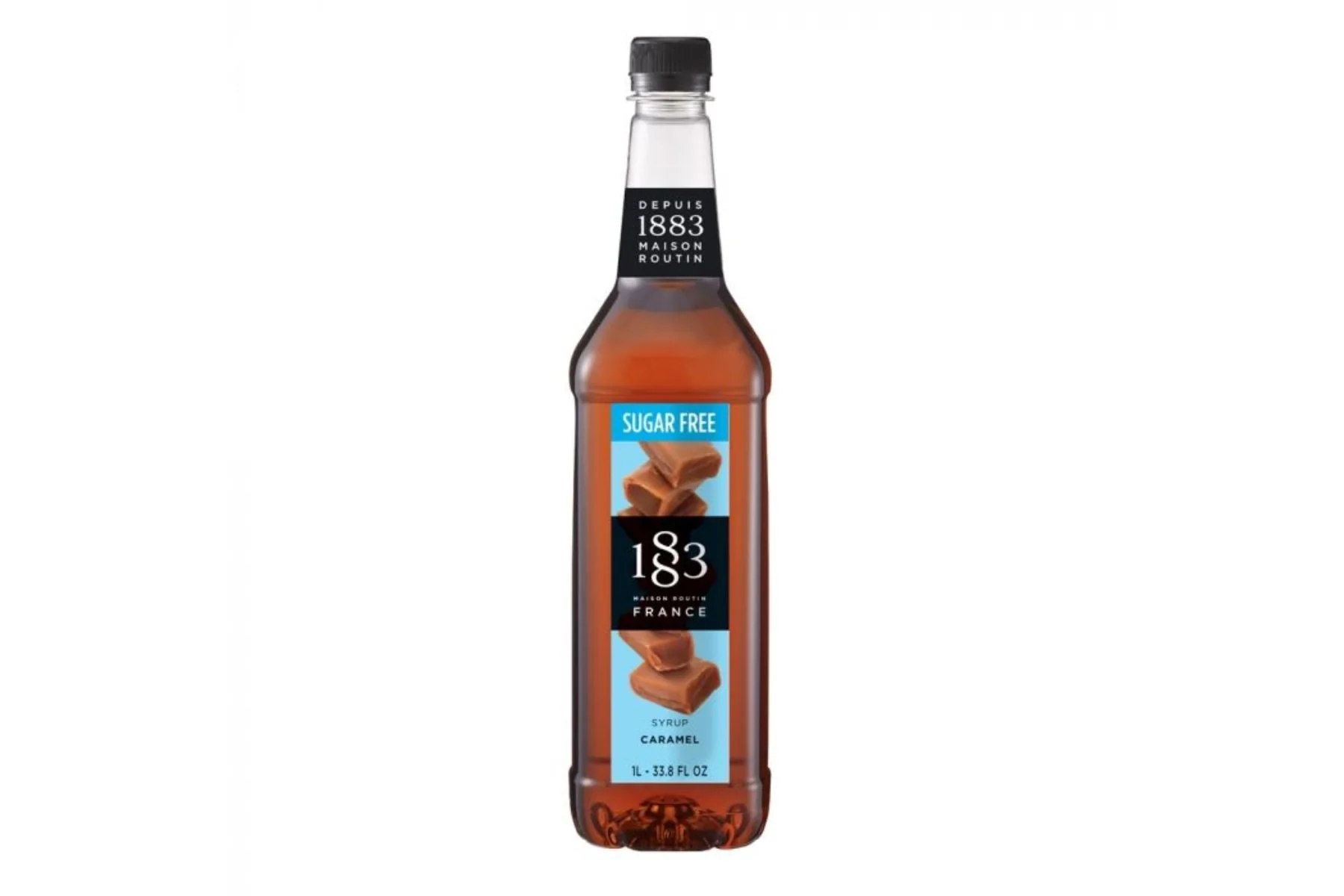 1883 Maison Routin Premium Syrup - 6 x 1L Pet-Plastic Bottles  - Sugar-Free Caramel - Ships Free Within Canada on Orders Above CAD $199