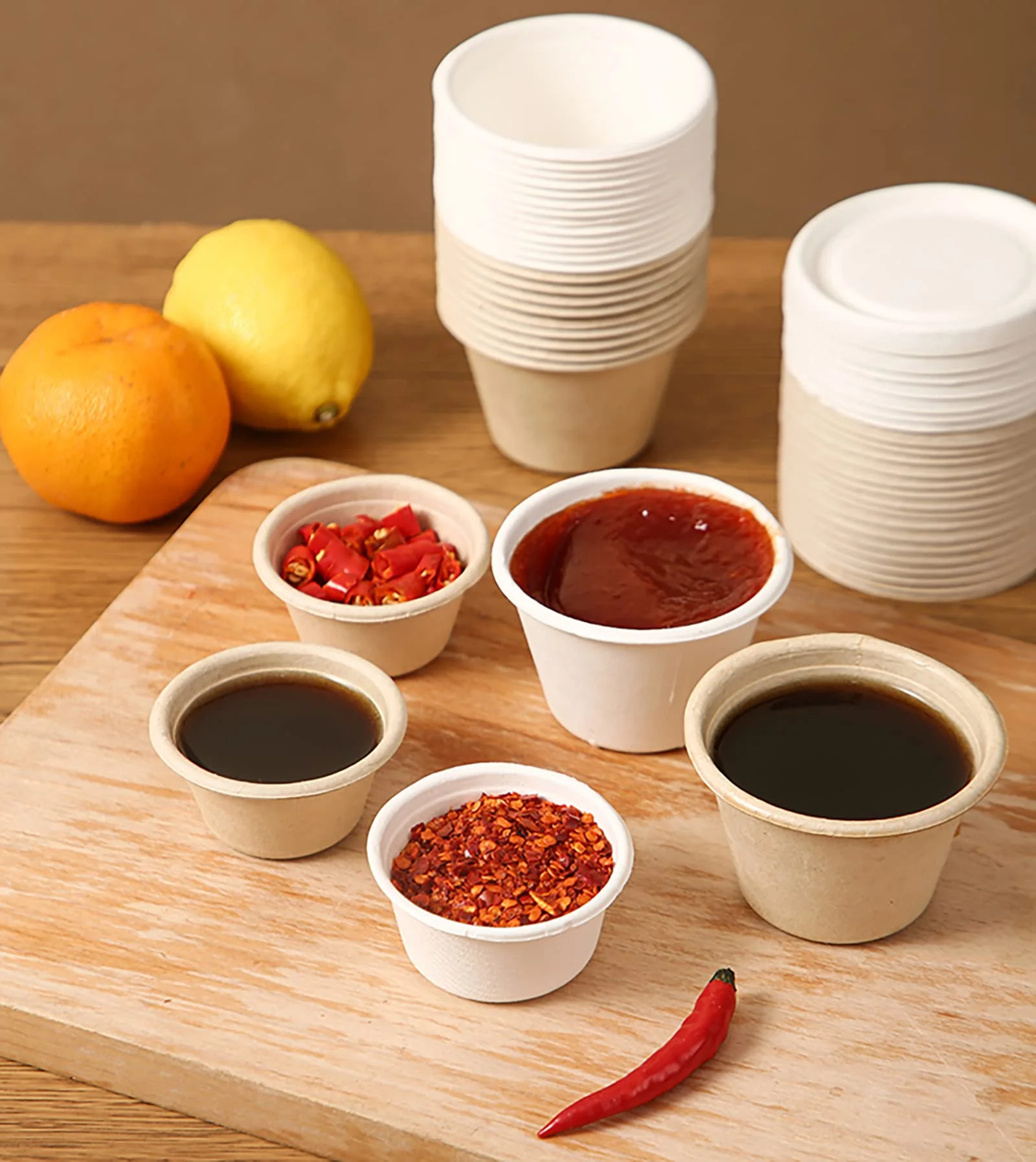 2 Oz Natural Bagasse Fiber Cups with Lids, 3 x 200 Pack - Paper Tasting Cups Disposable Sample Food cups Canada - Image 3