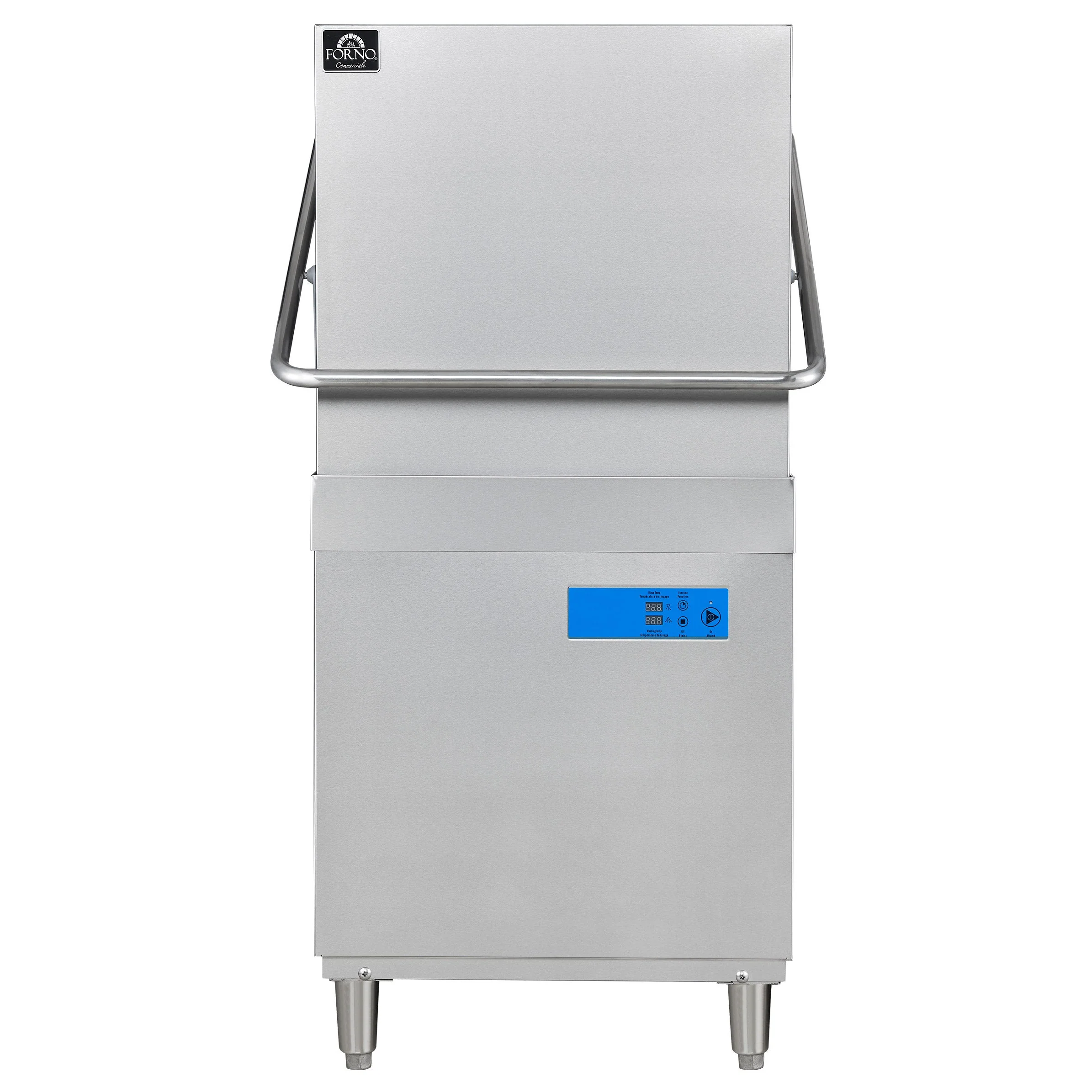 28.14 in Stainless Steel Hood Type Commercial Dishwasher - 60 Racks Per Hour - Forno - Restaurant Equipment and Smallwares - Canadian Distribution