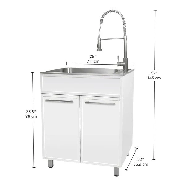 28 in. All-In-One RTA Laundry Cabinet with Stainless Steel Sink and Faucet - 1 - Transform - Restaurant Foodservice Equipment and Accessories - Canadian Distribution
