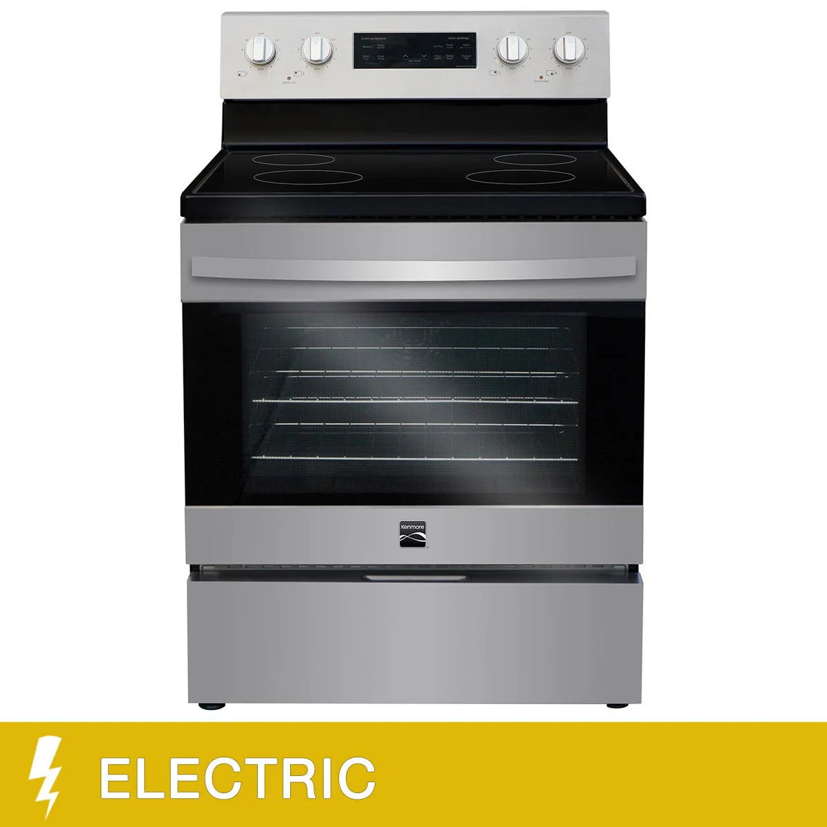 30 in 5 cu ft Stainless Steel Electric Range - 4 Burner - True Convection - Air Fry - Kenmore - Restaurant Equipment and Smallwares - Canadian Distribution