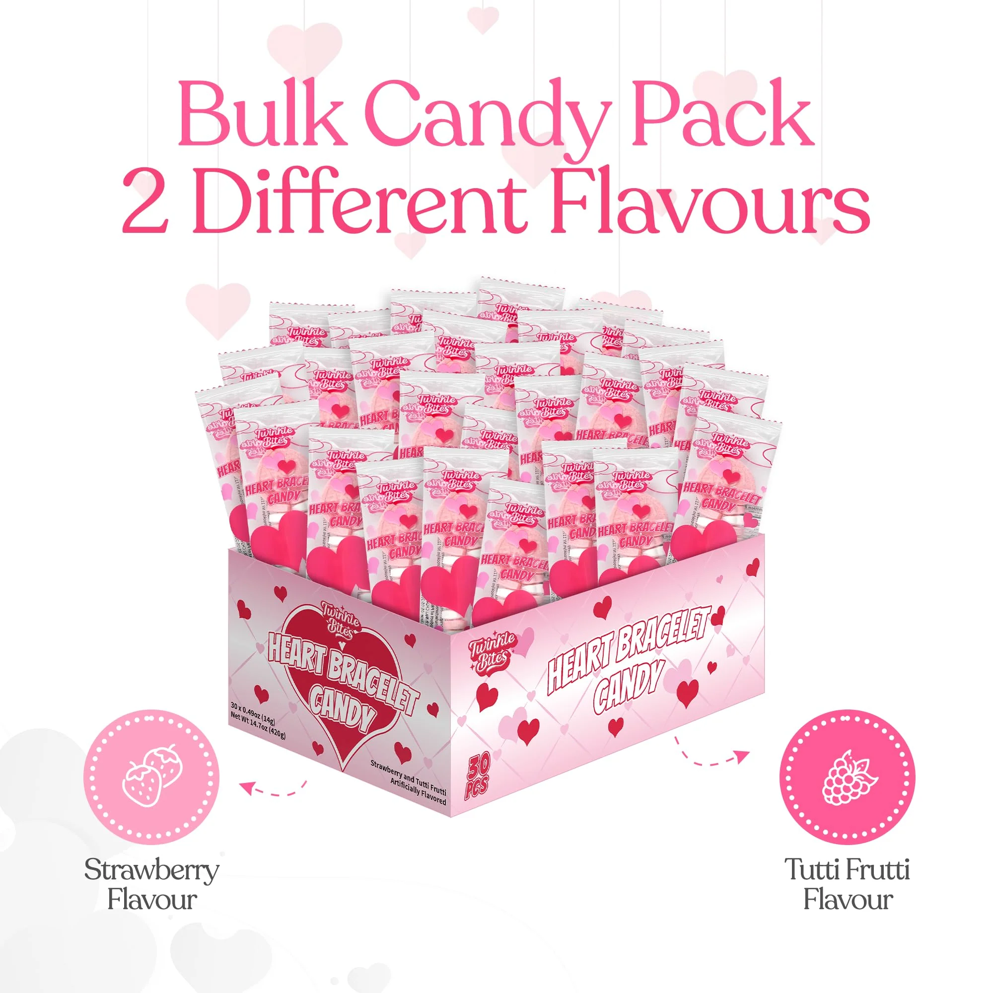 30 Pack Valentines Day Candy – Individually Wrapped Holiday Themed Love Heart Candies – Strawberry, Tutti Frutti Delicious Flavors – Bulk Valentine Candy - Image 3