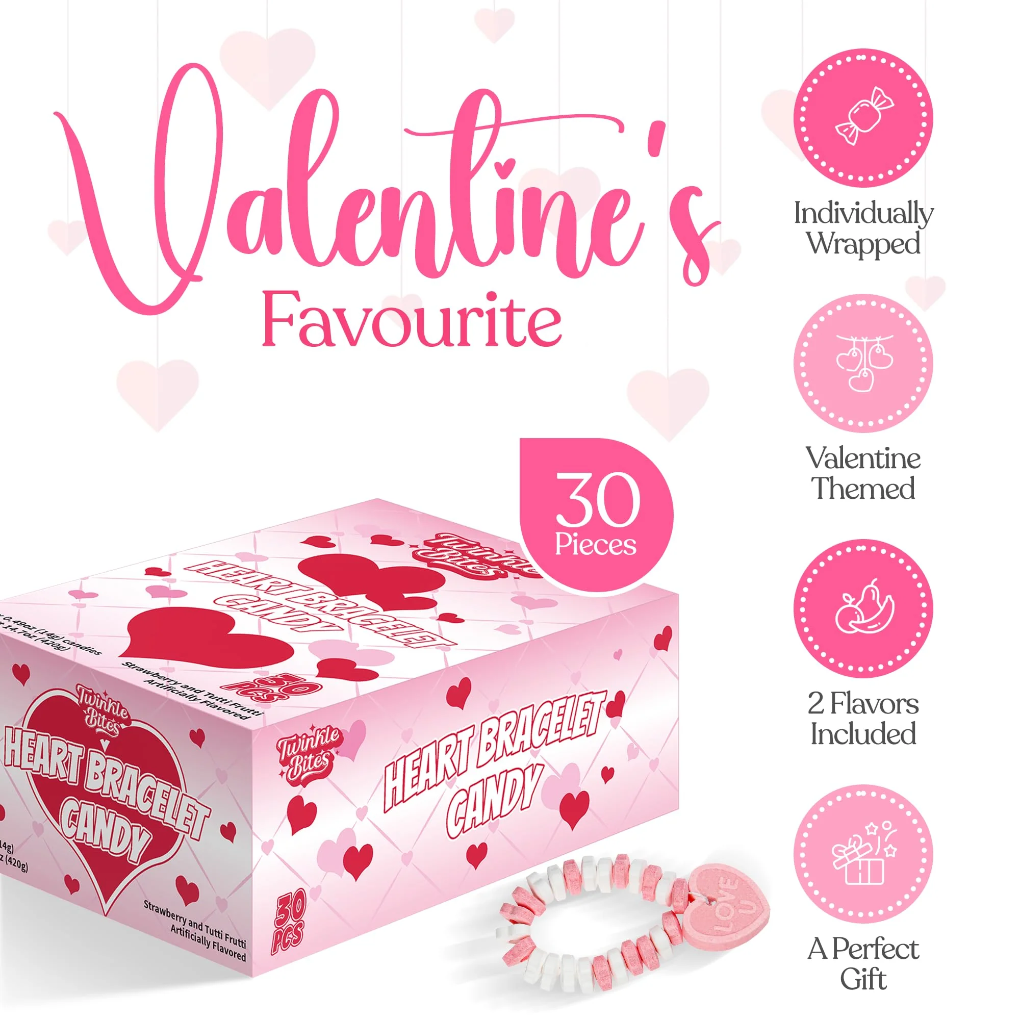 30 Pack Valentines Day Candy – Individually Wrapped Holiday Themed Love Heart Candies – Strawberry, Tutti Frutti Delicious Flavors – Bulk Valentine Candy - Image 6
