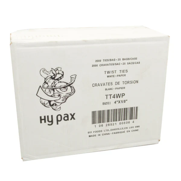 4 Inch Twist Ties - White - 25x2000 - Hy-Five - Hy Pax Canada - Ships Free Within Canada on Orders Above CAD $199 - Image 2