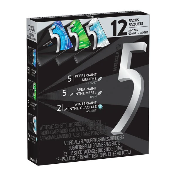 5 Sugar-free Gum Variety Packs - 48 x Packs of 15 - Wrigley’s - Canadian Distribution - Ships Free Within Canada on Orders Above CAD $199 - Image 2