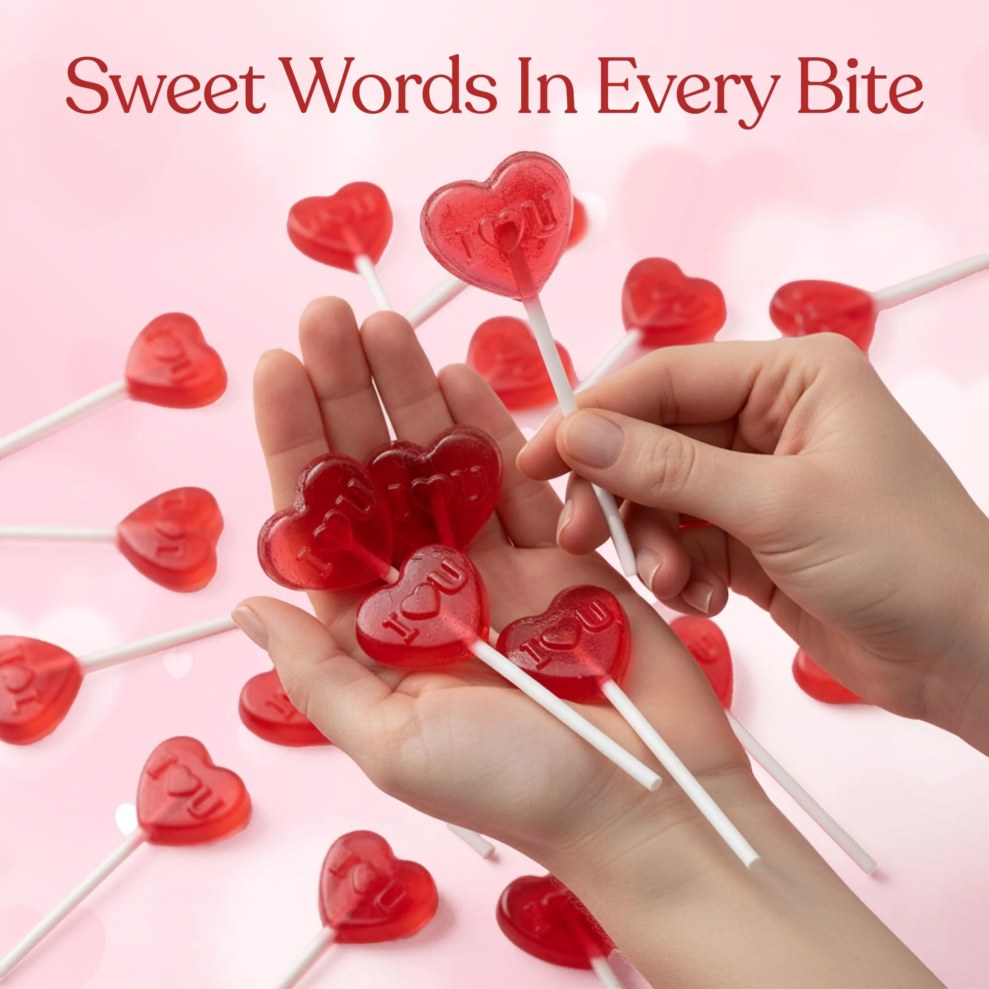 50 Pack Valentines Day Lollipops – Individually Wrapped Heart Suckers – Strawberry, Raspberry, Tutti Frutti Delicious Flavors - Image 4