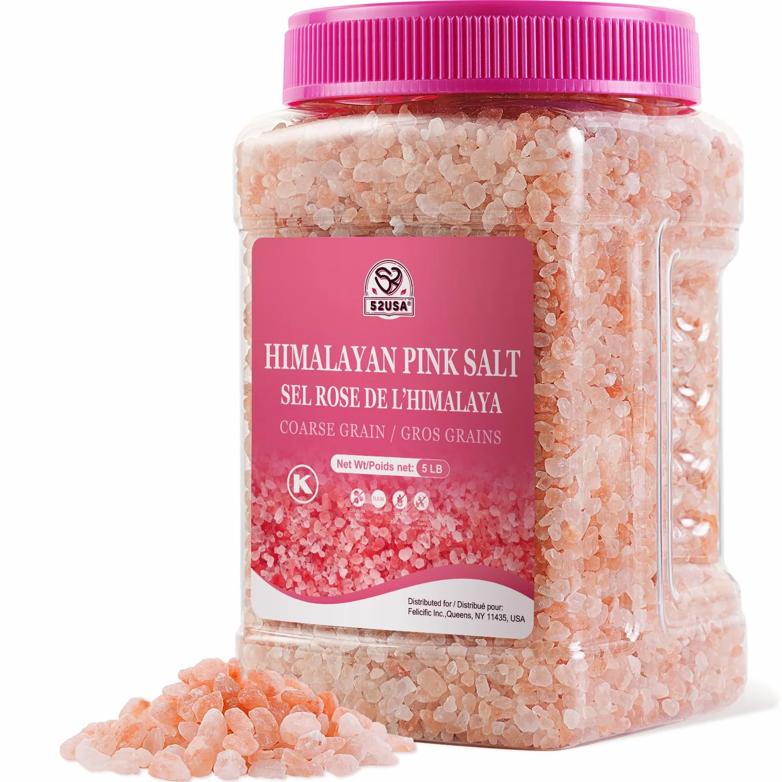 52USA – Himalayan Pink Salt – Coarse Grind – 5 lb - Canadian Distribution - Ships Free Within Canada on Orders Above CAD $199