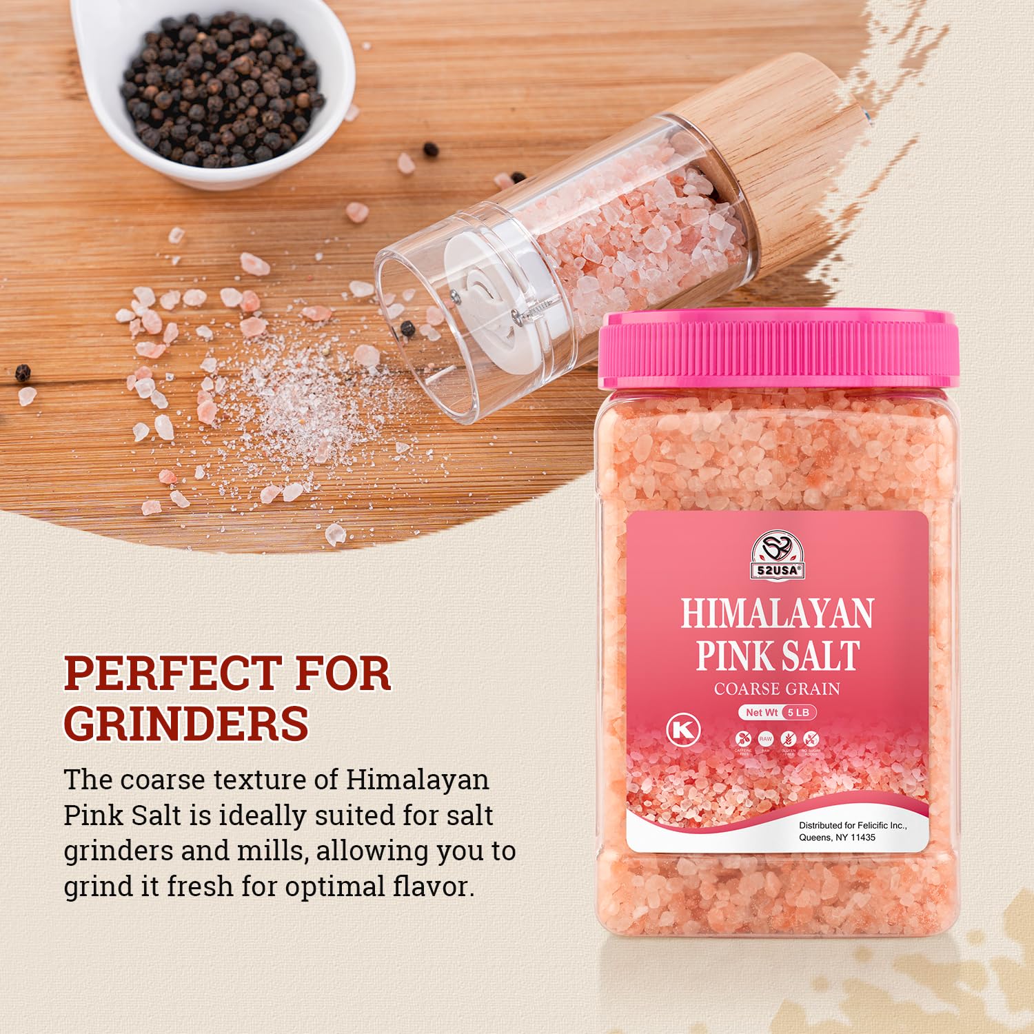 52USA – Himalayan Pink Salt – Coarse Grind – 5 lb - Canadian Distribution - Ships Free Within Canada on Orders Above CAD $199 - Image 4
