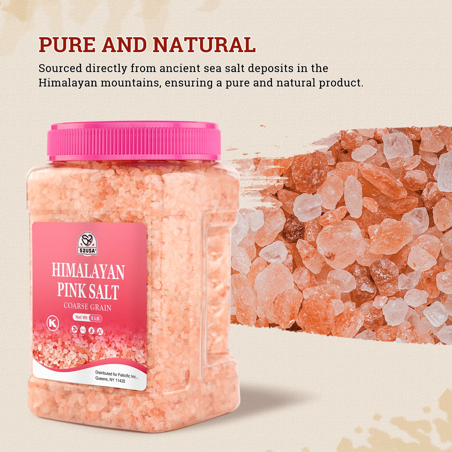52USA – Himalayan Pink Salt – Coarse Grind – 5 lb - Canadian Distribution - Ships Free Within Canada on Orders Above CAD $199 - Image 7