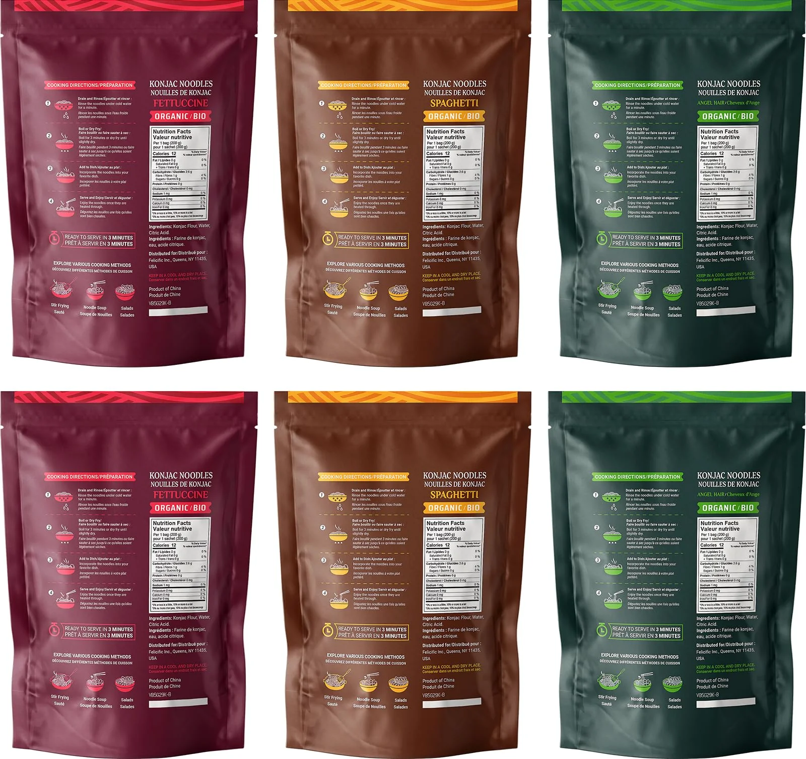 52USA – Organic Konjac Shirataki Noodle – Angel Hair Fettuccine Variety Pack – 1500g 6 Pack – Low carb keto friendly - Canadian Distribution - Ships Free Within Canada on Orders Above CAD $199 - Image 8