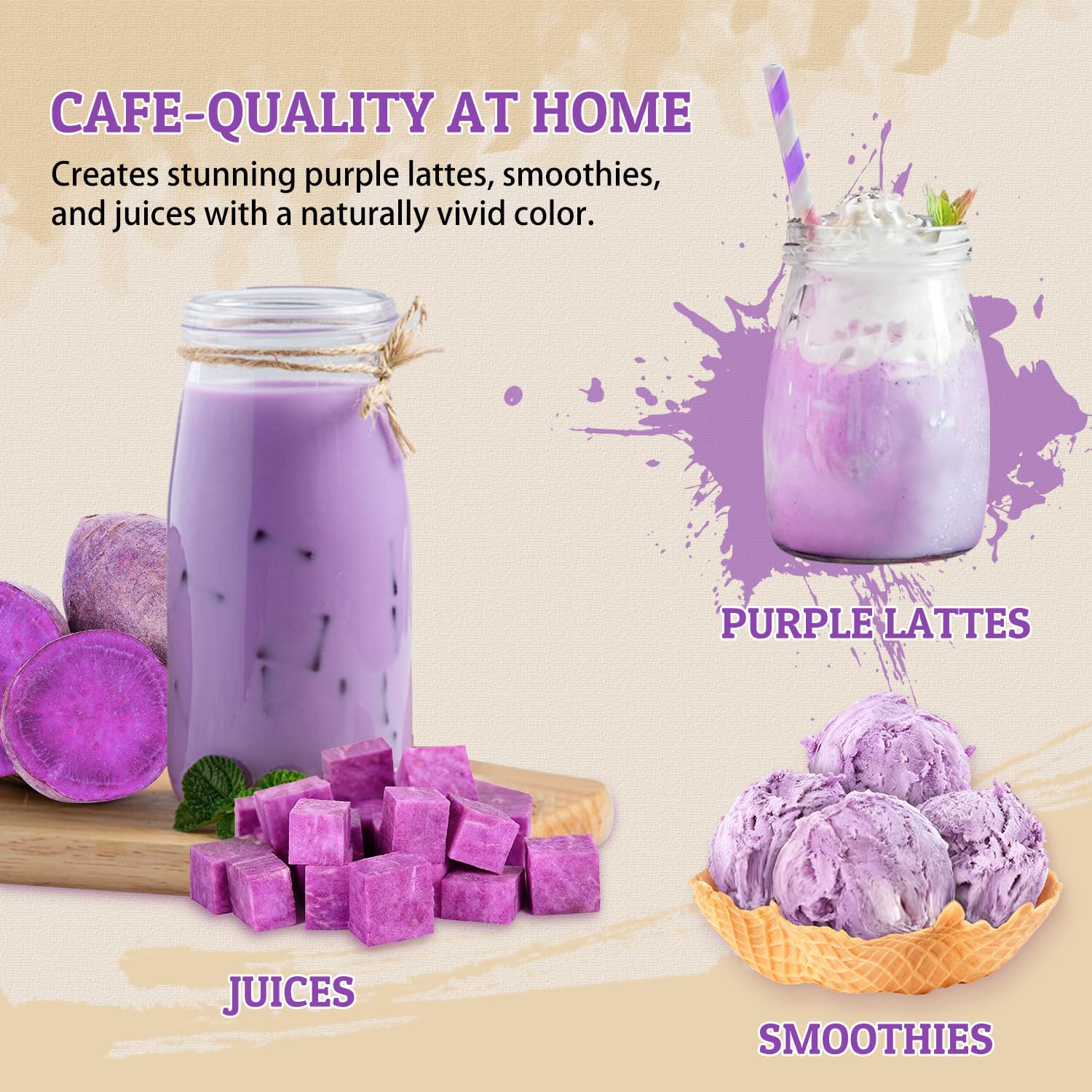 Ube Powder - Purple Sweet Potato Powder - 23oz (652g) - Natural Food Coloring - Gluten-Free - Vegan- Ube Powders for Baking, Smoothies, Ice Cream Desserts, Drinks, Flavourings - Canadian Distribution - Image 4