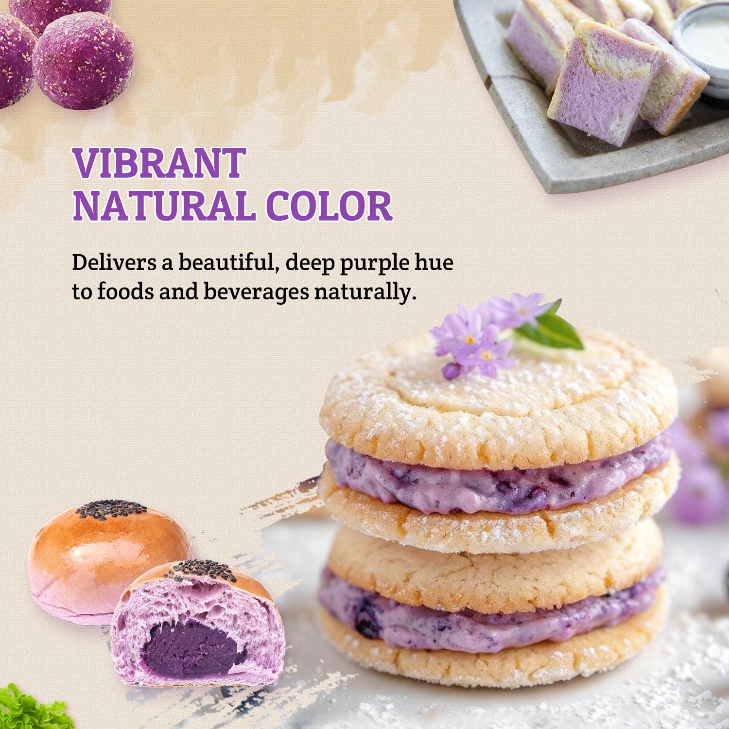 Ube Powder - Purple Sweet Potato Powder - 23oz (652g) - Natural Food Coloring - Gluten-Free - Vegan- Ube Powders for Baking, Smoothies, Ice Cream Desserts, Drinks, Flavourings - Canadian Distribution - Image 5