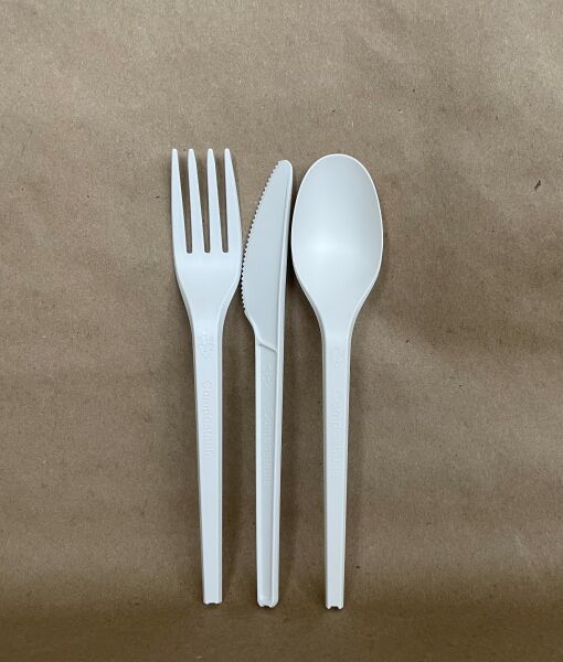 6.5" White PLA Fork 1000cs BPI - Disposable Take Away Food Packaging - Canadian Distribution - Image 3