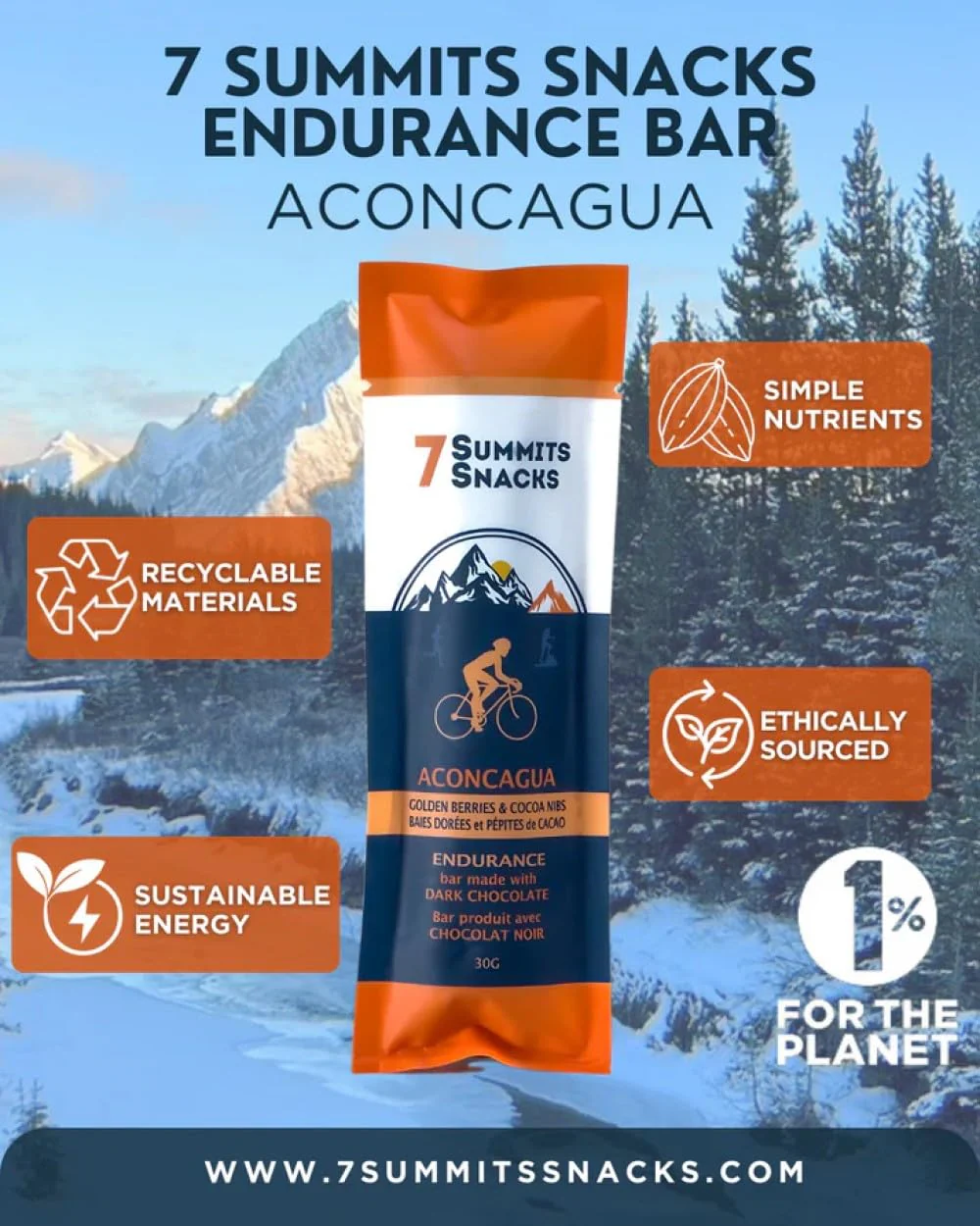 7 Summits Snacks Aconcagua Endurance Bar – 12 Pack (31g each) - Canadian Distribution - Ships Free Within Canada on Orders Above CAD $199 - Image 3