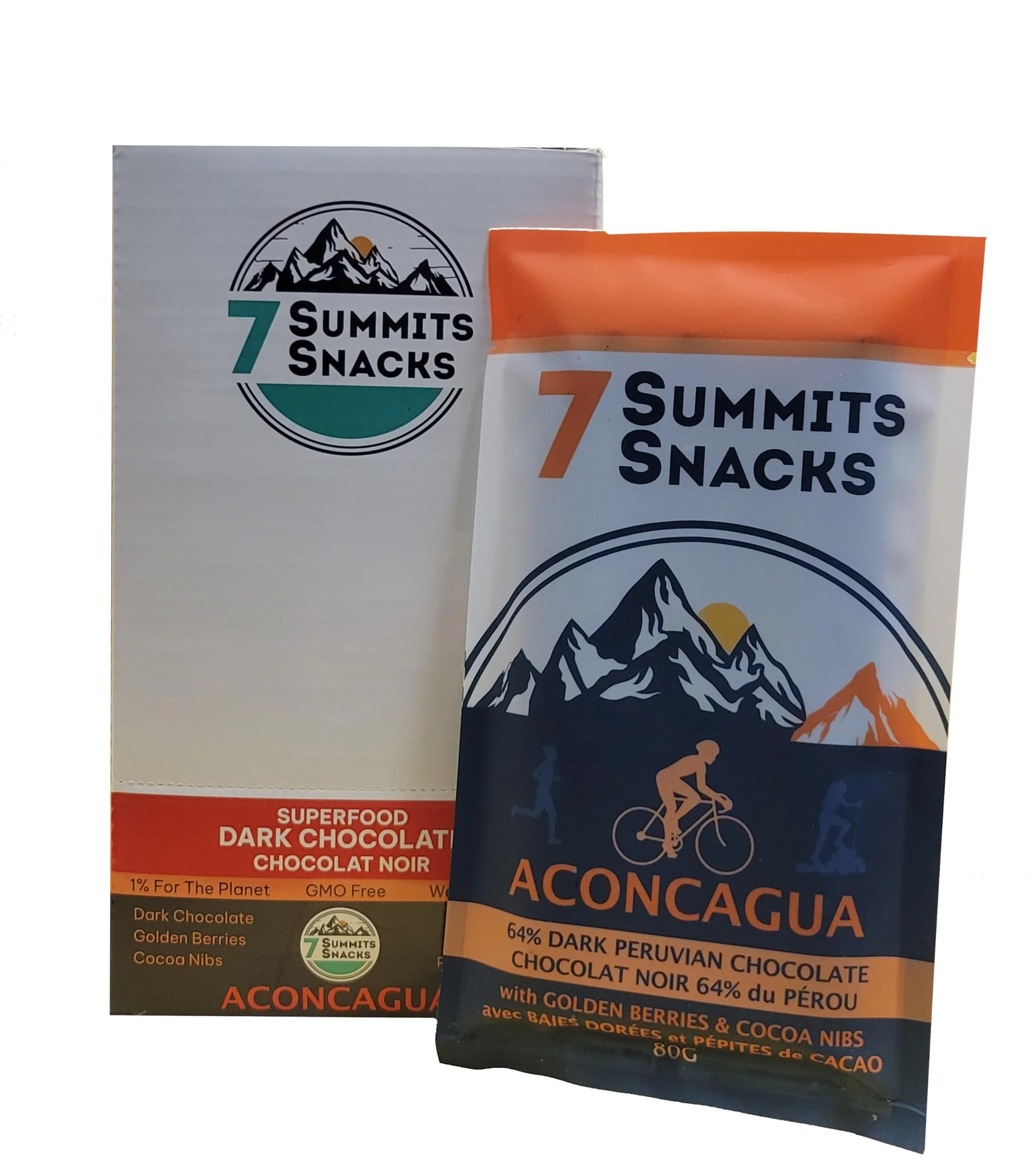 7 Summits Snacks Aconcagua Superfood Chocolate Bar – 12 Pack (80g each) - Canadian Distribution - Ships Free Within Canada on Orders Above CAD $199