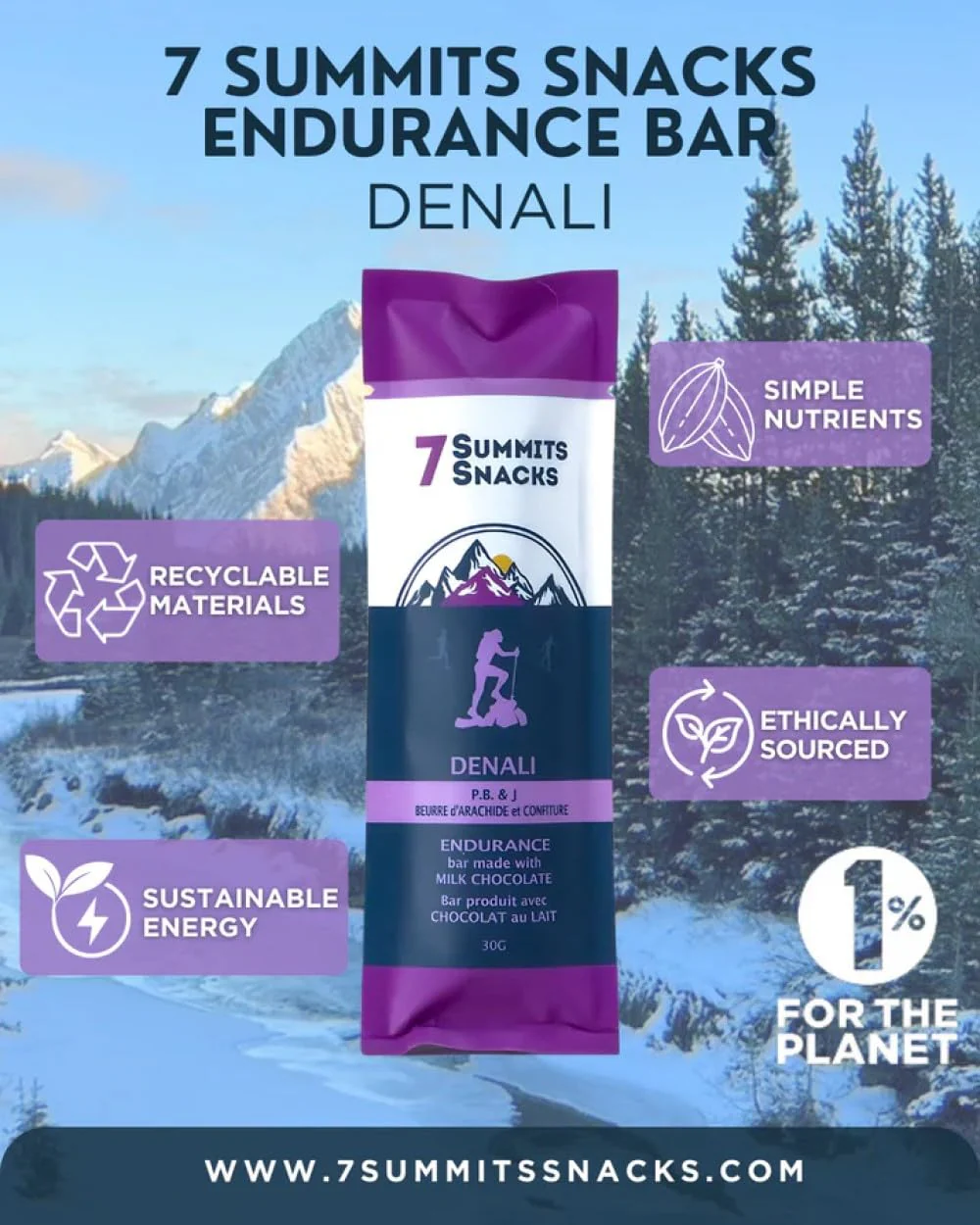 7 Summits Snacks Denali Endurance Chocolate Bar – 12 Pack (31g each) - Canadian Distribution - Ships Free Within Canada on Orders Above CAD $199 - Image 3