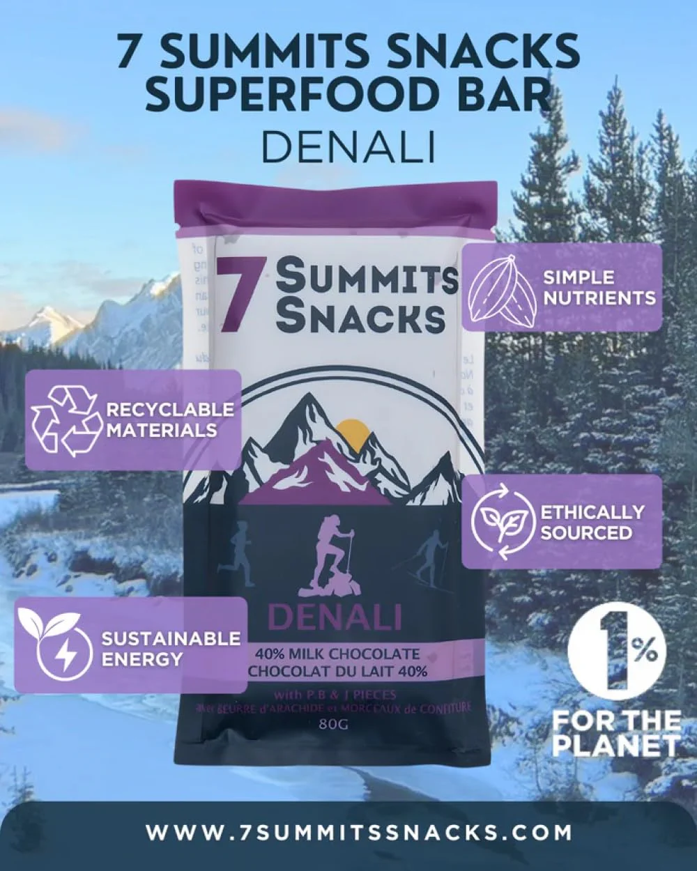 7 Summits Snacks Denali Superfood Chocolate Bar – 12 Pack (80g each) - Canadian Distribution - Ships Free Within Canada on Orders Above CAD $199 - Image 3