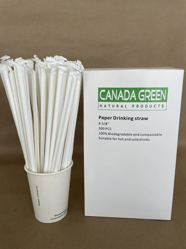 8 5/8" Wrapped White Paper Straw .25"dia/4PLY/3600cs - Disposable Take Away Food Packaging - Canadian Distribution