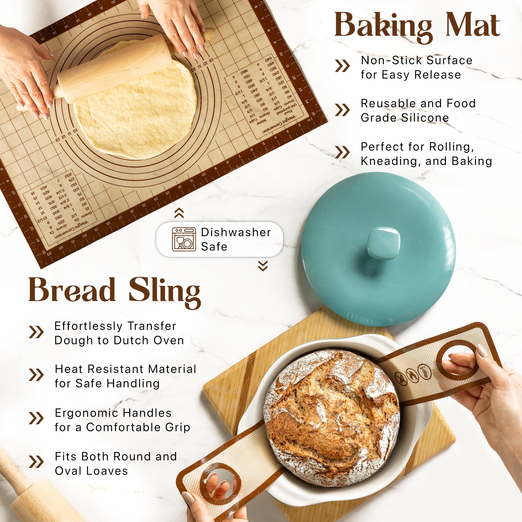 ABIOTO Sourdough Starter Kit - 9" Banneton Basket, 24oz Glass Jar & Complete Bread Baking Tools - Canadian Distribution - Ships Free Within Canada on Orders Above CAD $199 - Image 3