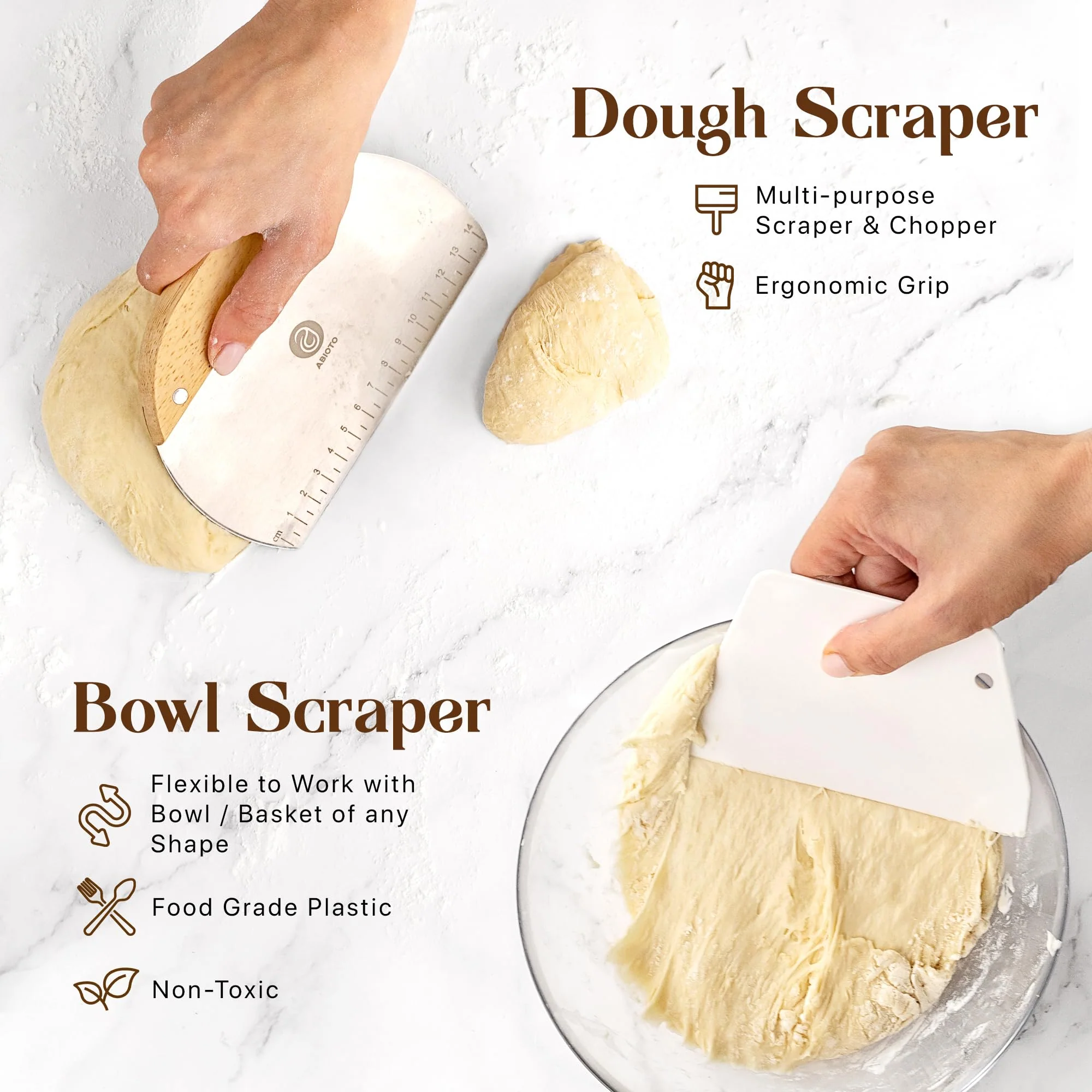 ABIOTO Sourdough Starter Kit - 9" Banneton Basket, 24oz Glass Jar & Complete Bread Baking Tools - Canadian Distribution - Ships Free Within Canada on Orders Above CAD $199 - Image 4