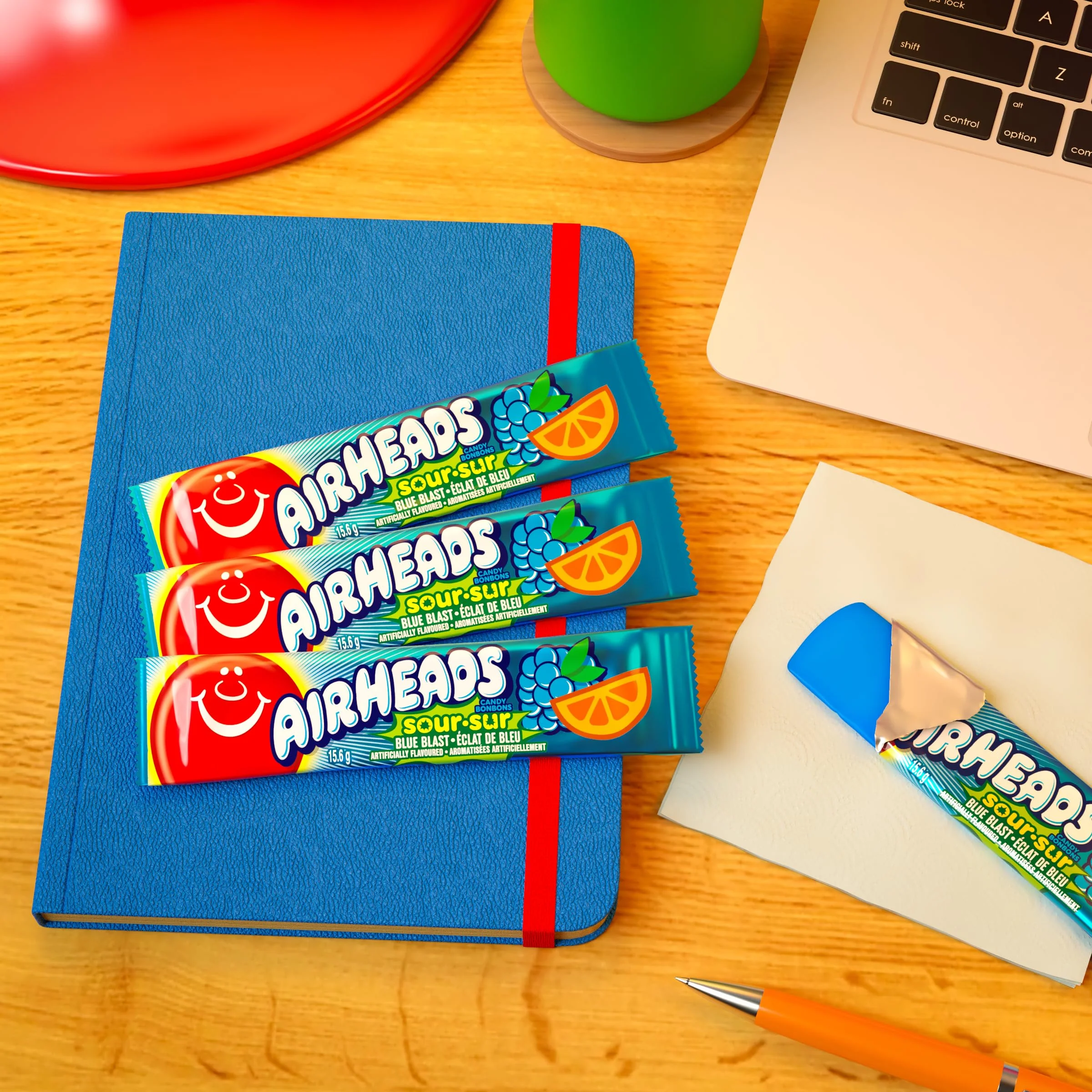 Airheads Sour Blue Blast Candy Bars - 2 x Pack of 36 (15.6g Each) - Canadian Distribution - Ships Free Within Canada on Orders Above CAD $199 - Image 3