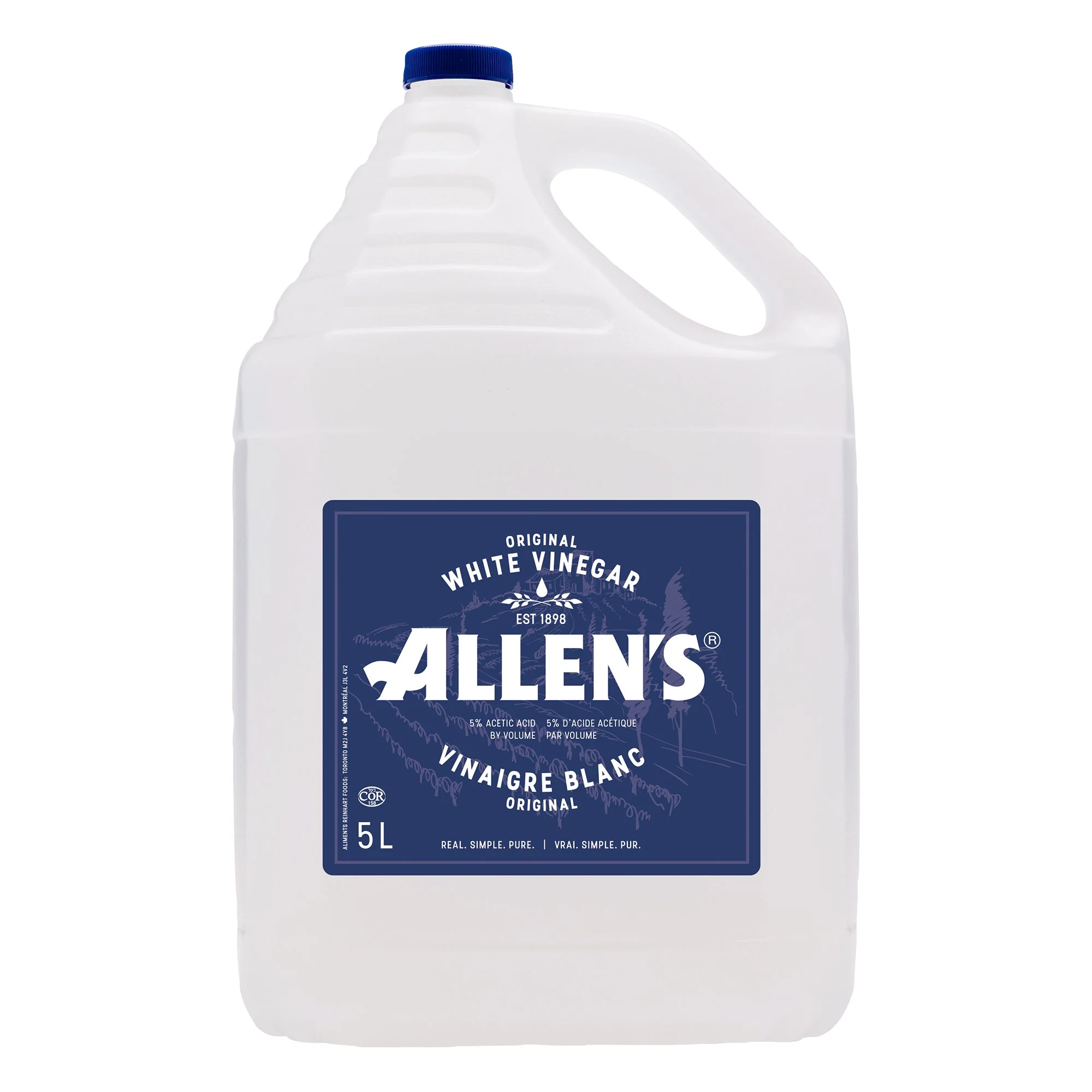 Allen’s White Vinegar - 8 × 5 L - Grocery and Food Items - Canadian Distribution - Ships Free Within Canada on Orders Above CAD $199