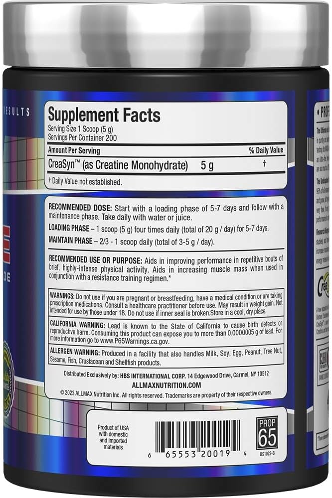 ALLMAX – Creatine Monohydrate Powder – 1000 g, 200 Servings – Ships Free Within Canada on Orders Above CAD $199 - Image 3
