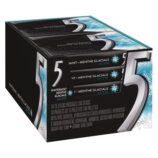 Ascent Escalating Wintermint Gum - 40 x Packs of 15 - 5 Gum - Canadian Distribution - Ships Free Within Canada on Orders Above CAD $199 - Image 2