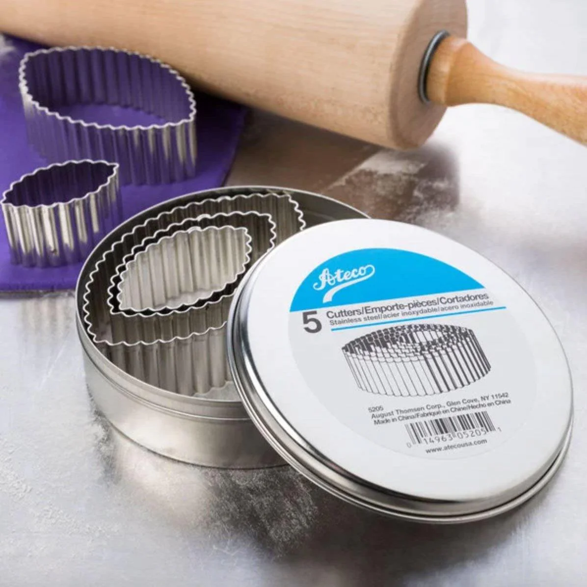 ATECO 5205 Fluted Football Cookie Cutter Set - Stainless Steel, Set of 5 - Canadian Distribution - Ships Free Within Canada on Orders Above CAD $199 - Image 2