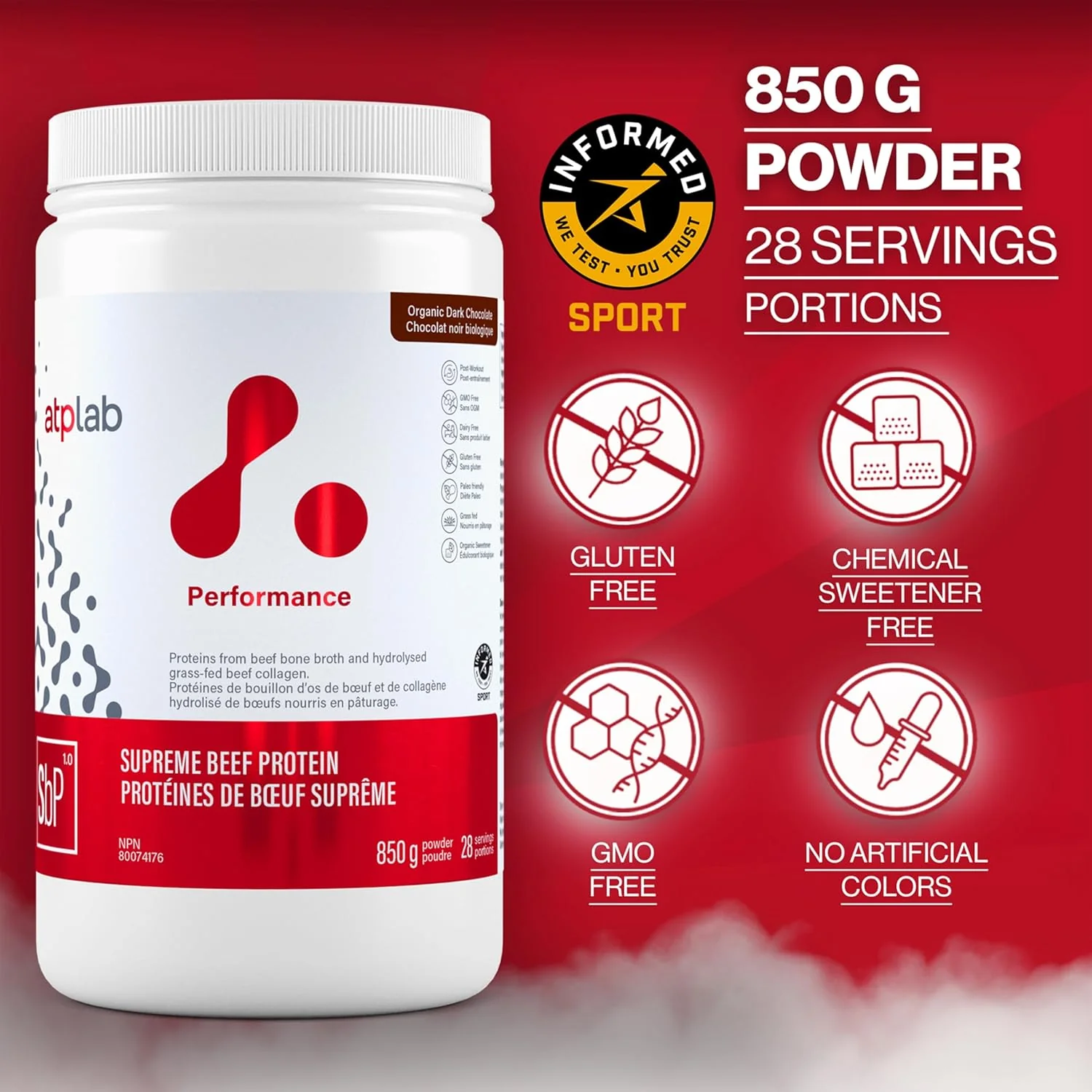 ATP Lab – Beef Protein Powder – Chocolate – 850 g, 28 Servings – Ships Free Within Canada on Orders Above CAD $199 - Image 4