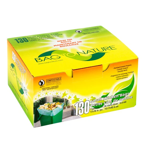 Bag to Nature Small Kitchen Compost Bags - 130-count  - Disposables, Restaurant Packaging and Take-Out Supplies - Canadian Distribution - Ships Free Within Canada on Orders Above CAD $199