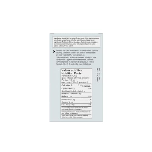 Banana Bread Black Tea - Organic Fair Trade, Holiday Collection, Low Caffeine, Natural & Sugar-Free, 2 x 15 Tea Bags - Canadian Distribution - Ships Free Within Canada on Orders Above CAD $199 - Image 9