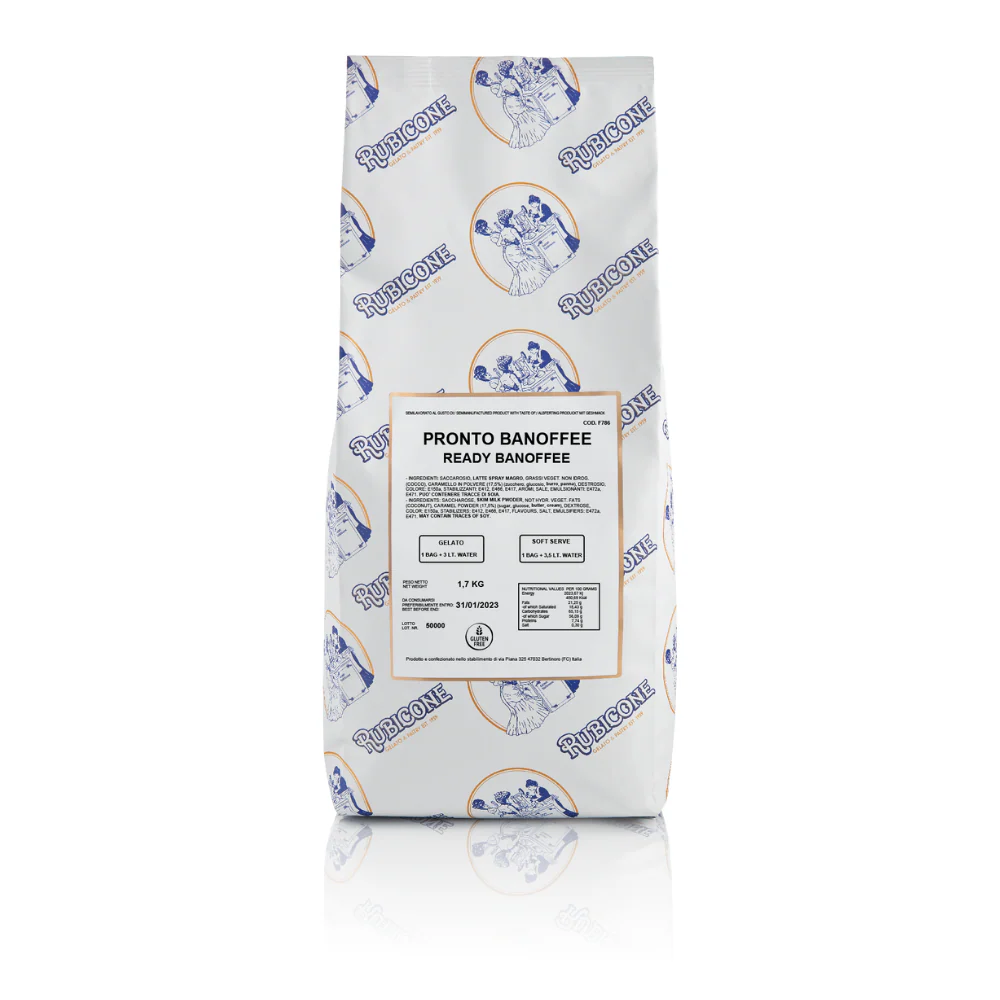"PRE-ORDER" Banoffee Ready Creamy - Ready Base for Soft Serve and Gelato - Case of 8 x 1.7 KG bags - Rubicone Canada - Ships Free Within Canada on Orders Above CAD $199