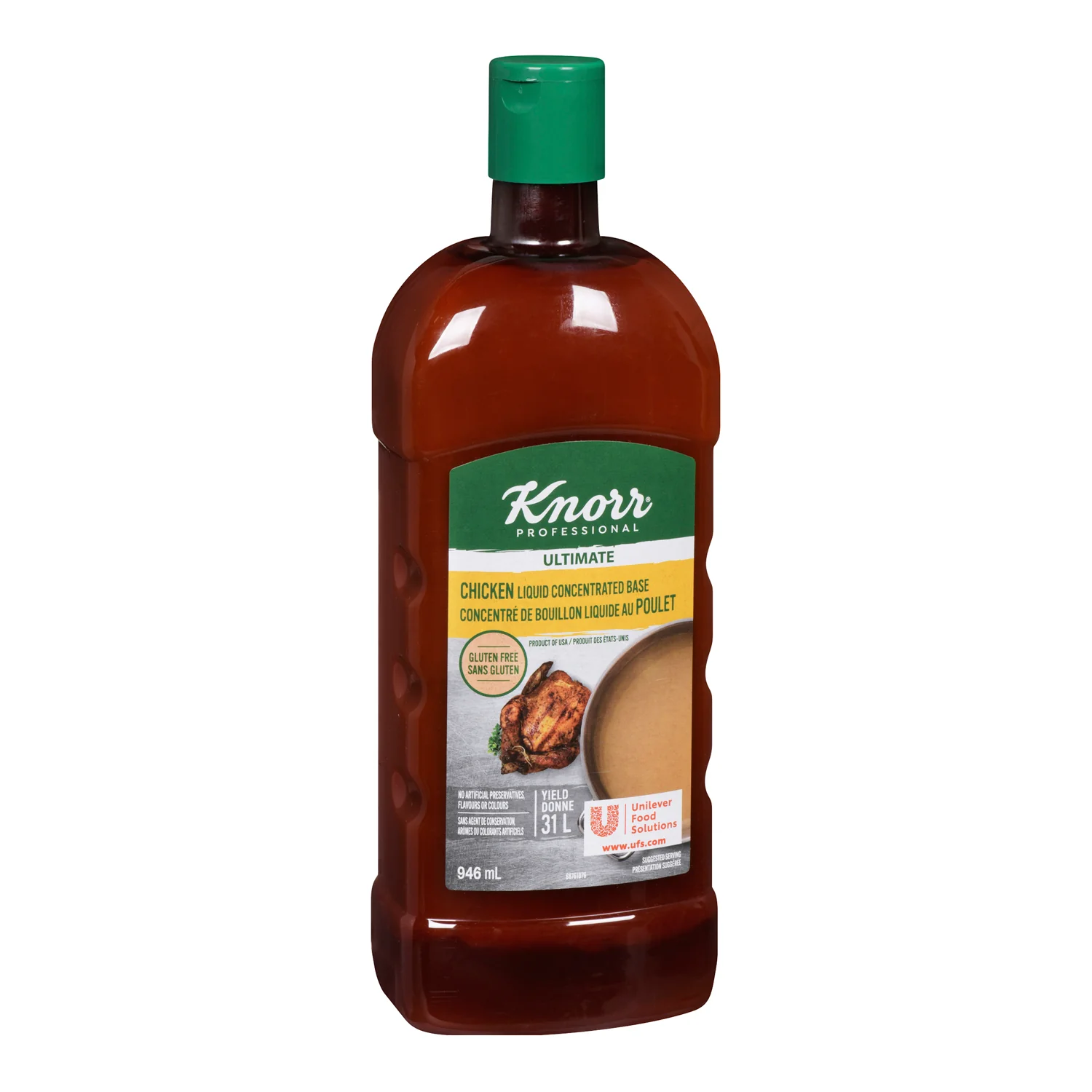 Base Chicken Liquid Concentrate Gluten-Free - 4 x 946 mL - Knorr Swiss - Restaurant and Foodservice Ingredients - Canadian Distribution - Ships Free Within Canada on Orders Above CAD $199