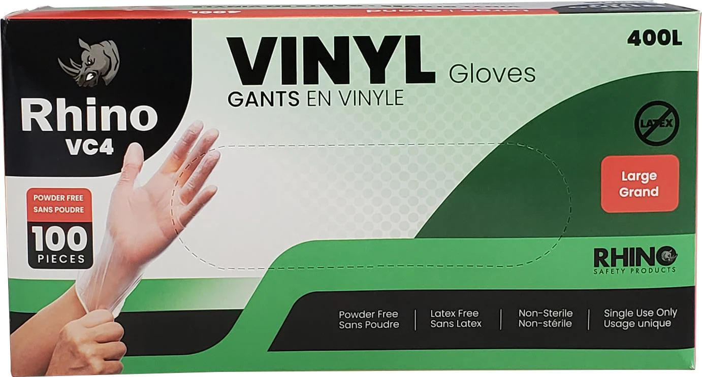 Rhino - VC4 - Clear Vinyl Gloves - Large - 400L - Image 2