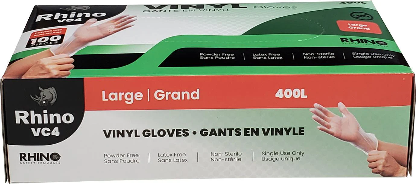Rhino - VC4 - Clear Vinyl Gloves - Large - 400L - Image 3