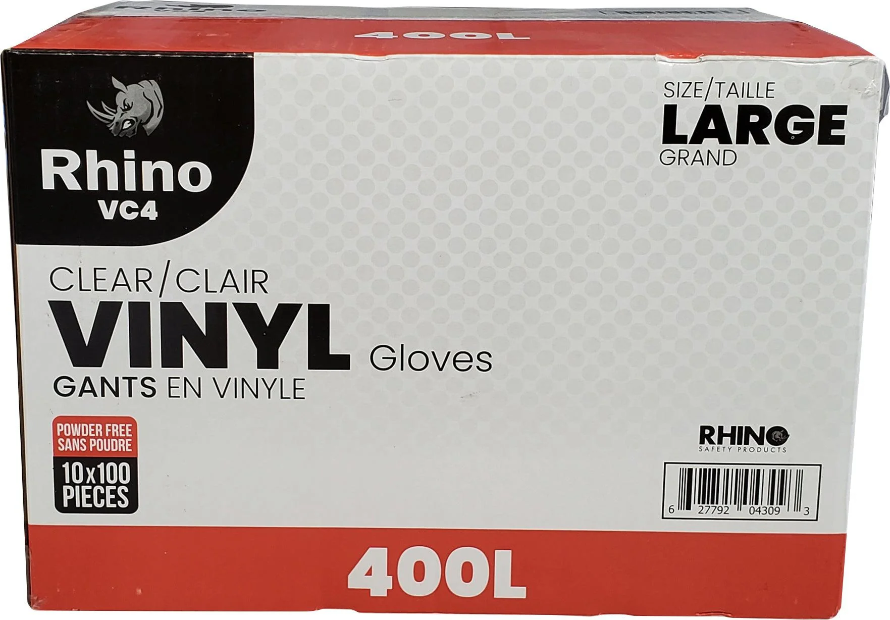 Rhino - VC4 - Clear Vinyl Gloves - Large - 400L - Image 4