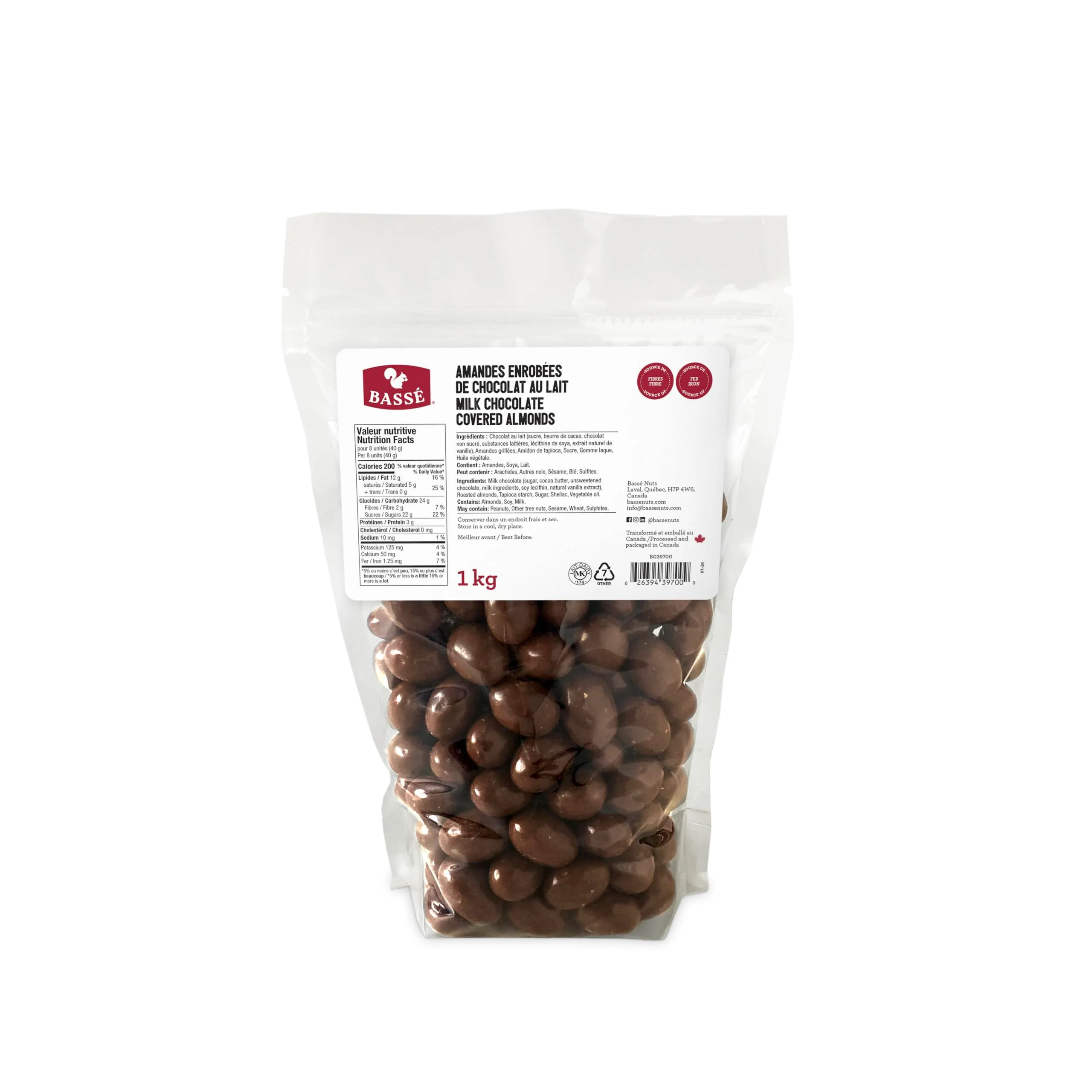 Basse – Milk Chocolate Almonds – Original – 1kg - Canadian Distribution - Ships Free Within Canada on Orders Above CAD $199 - Image 2