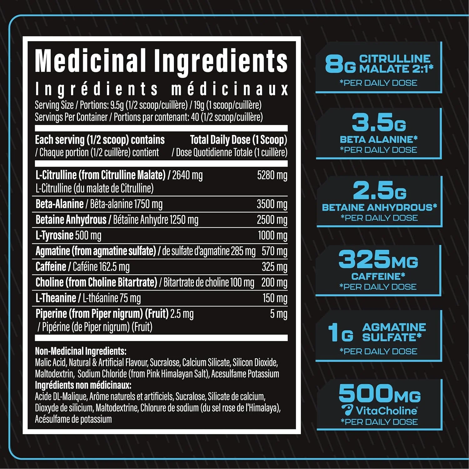Batch 27 – Pre Workout Powder – Blue Slushie – 40 Servings – Ships Free Within Canada on Orders Above CAD $199 - Image 2