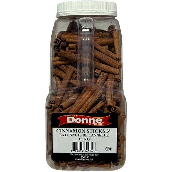 Belle Donne - CINNAMON STICKS 3IN 1.5KG - Seasonings & Spices - Canadian Distribution - Ships Free Within Canada on Orders Above CAD $199