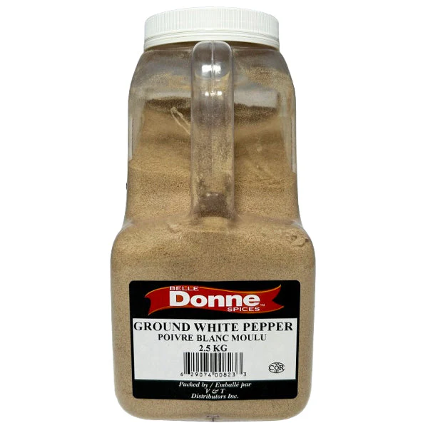 Belle Donne - GROUND WHITE PEPPER 2.3 KG - Seasonings & Spices - Canadian Distribution - Ships Free Within Canada on Orders Above CAD $199