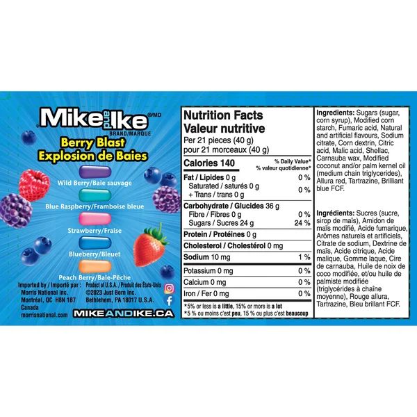Berry Blast - 48 × 120 g - Mike and Ike - Canadian Distribution - Ships Free Within Canada on Orders Above CAD $199 - Image 2