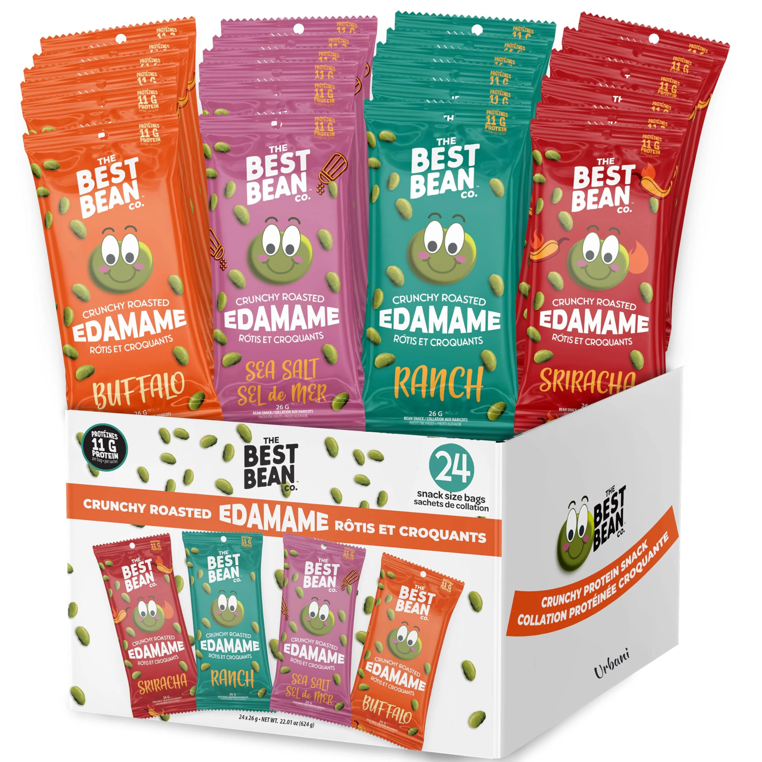 Best Bean Co. – Roasted Edamame Snack – Variety Pack – 24 Bags - Canadian Distribution - Ships Free Within Canada on Orders Above CAD $199