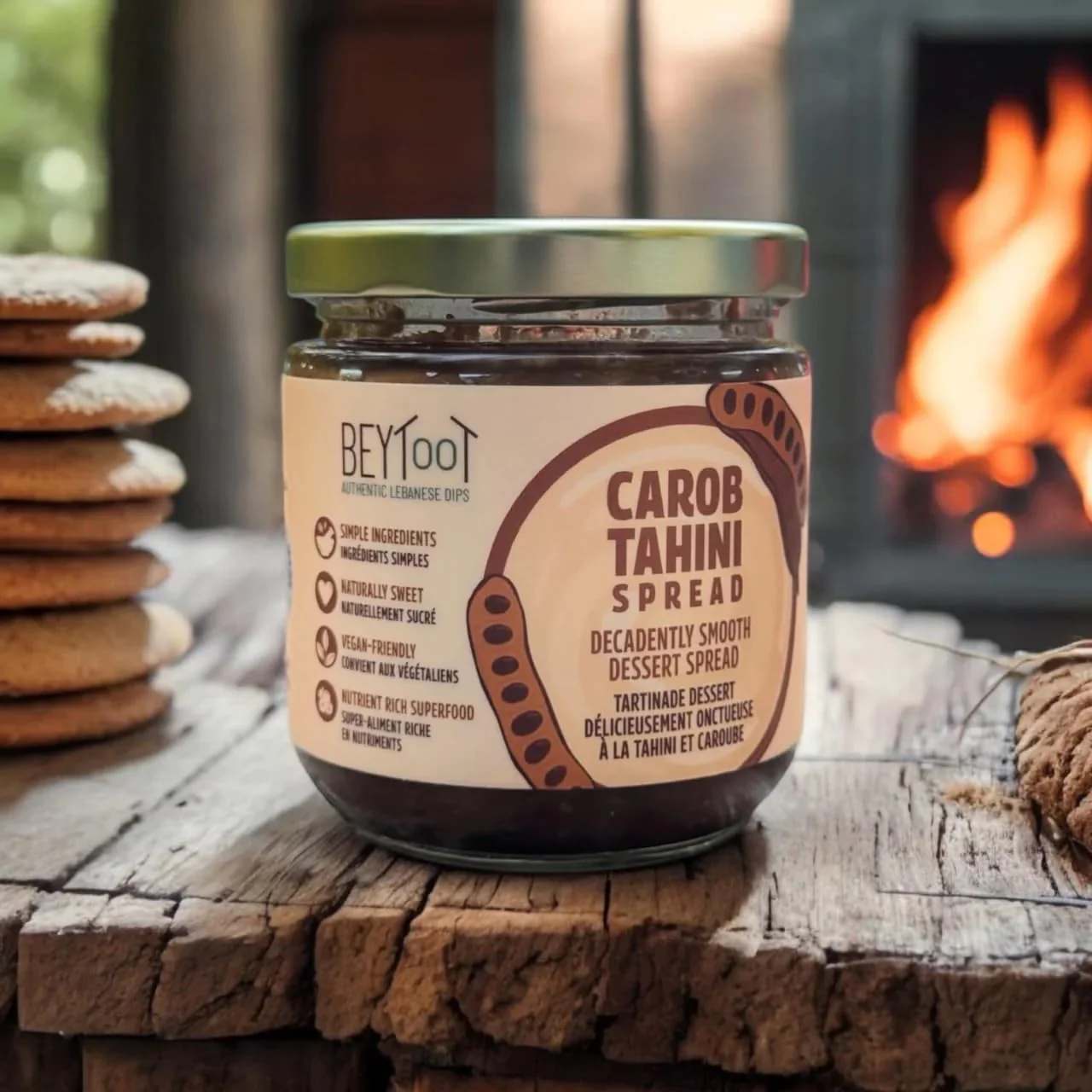 Beytoot Carob Tahini Spread – Sesame & Carob Molasses Blend – Vegan, No Refined Sugar – 250g Glass Jar - Canadian Distribution - Ships Free Within Canada on Orders Above CAD $199 - Image 2